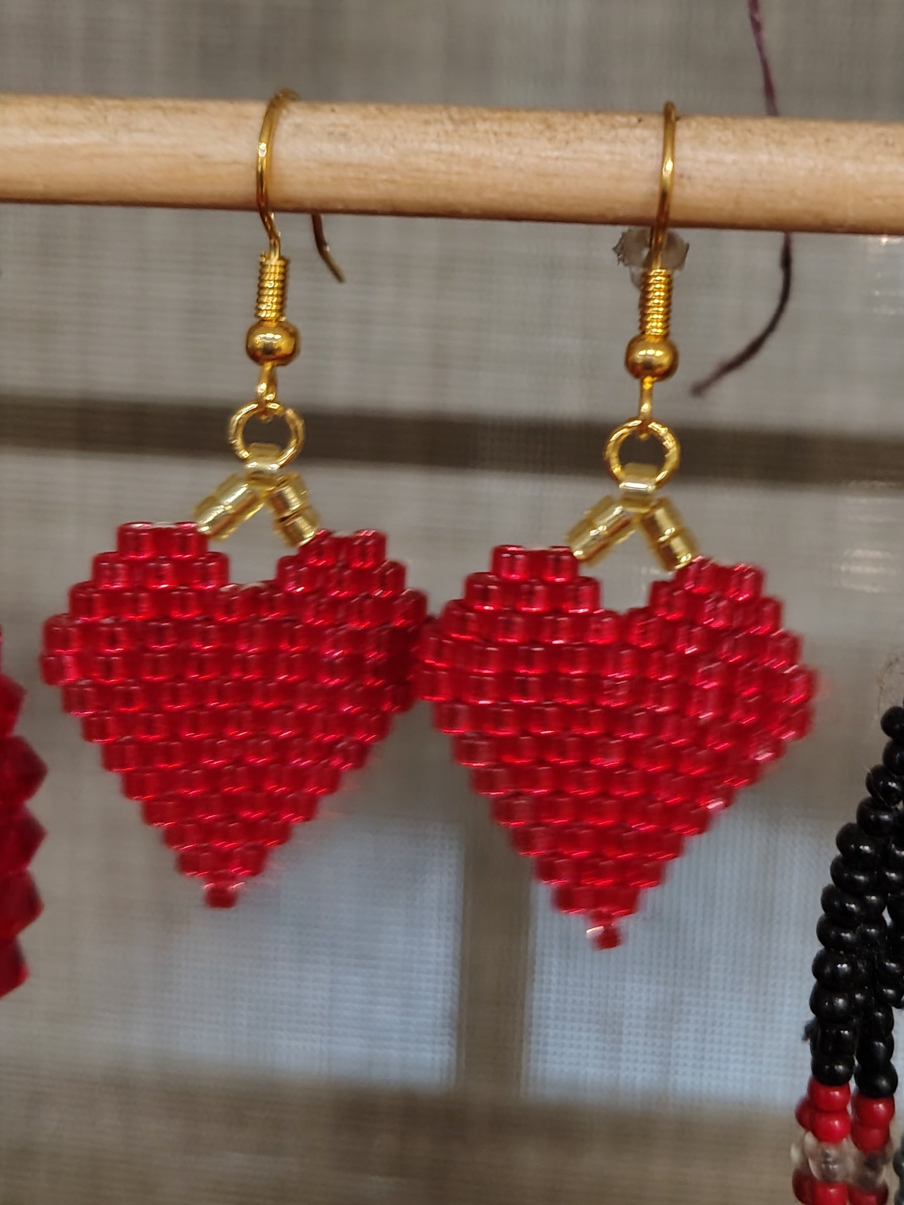 handmade beaded heart earrings Tuesday's Boutique 