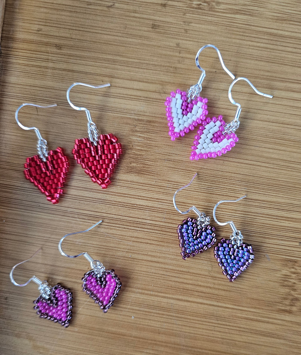 Hand Sewn Heart Shaped Earrings