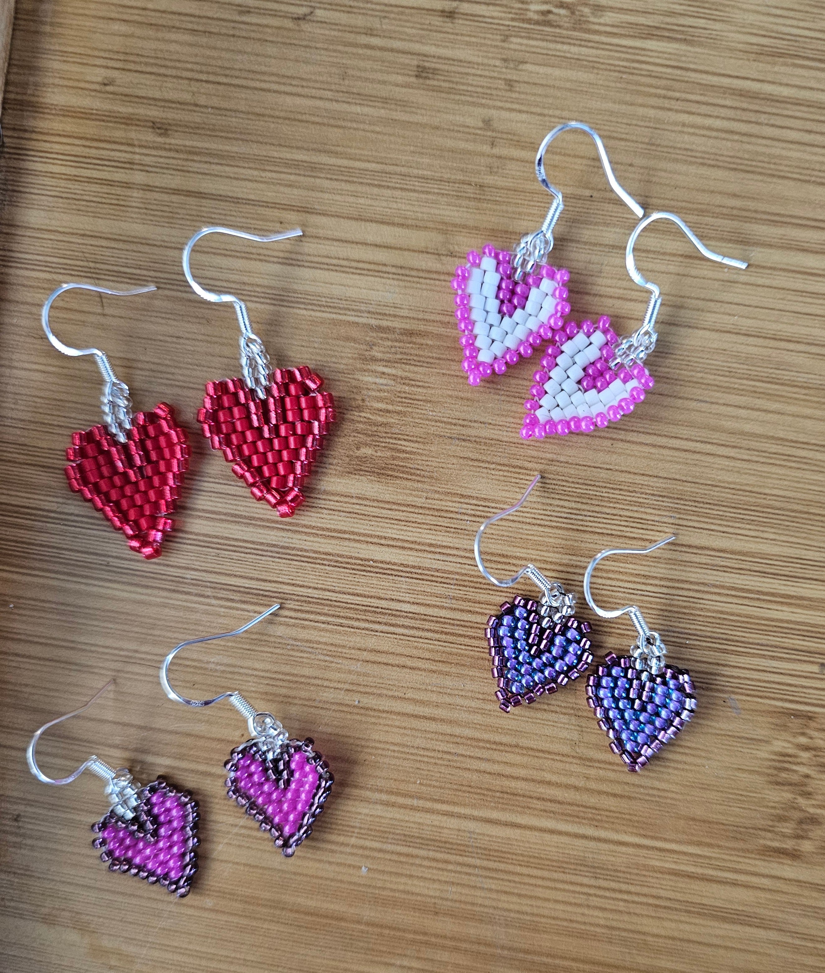 Hand Sewn Heart Shaped Earrings