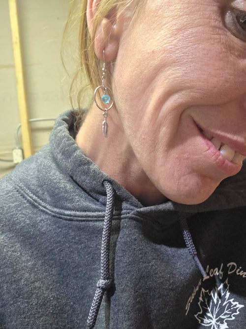 Bicone Crystal Feather Hoop Earrings